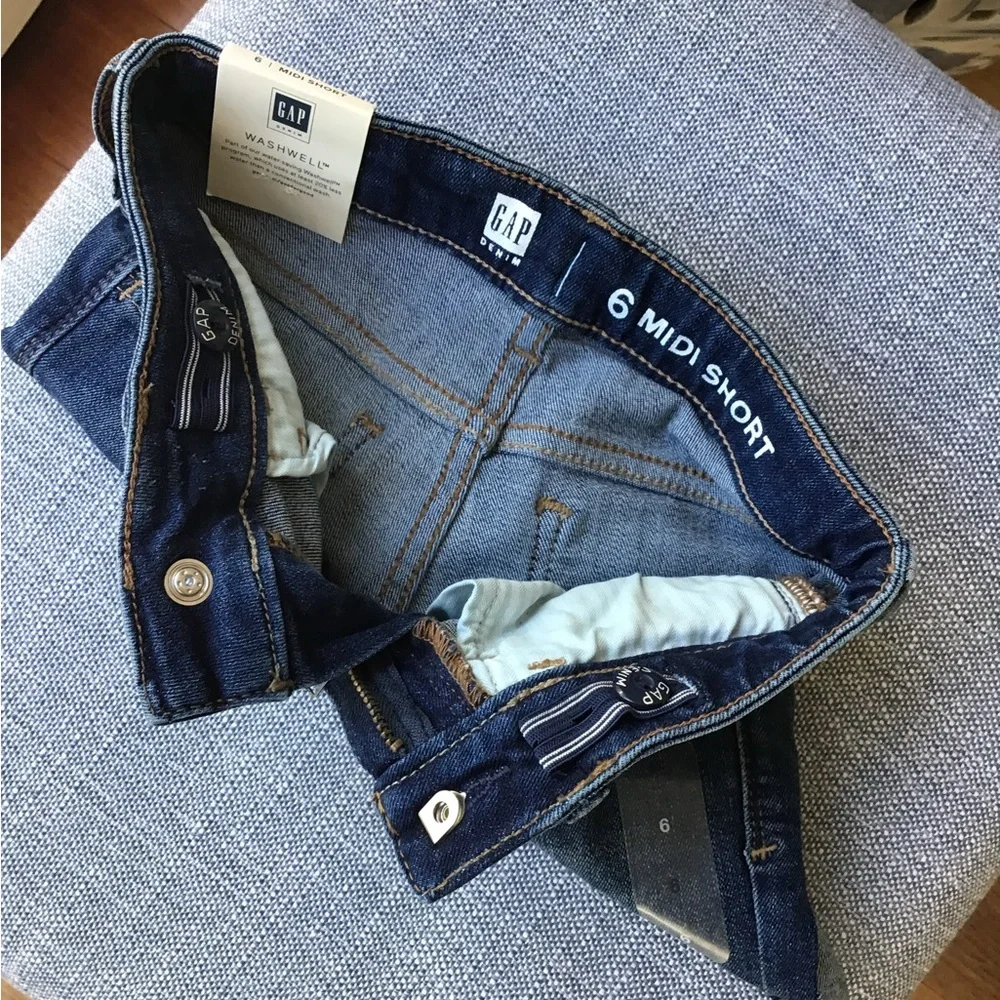 GAP Denim‎ Jean Shorts Stretch Adjustable Waistband Cuff Classic